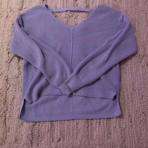 V NECK TJ MAX LAVENDER SWEATER WITH BAR ACROSS BACK LIGHT COMFY CUTE PREPPY